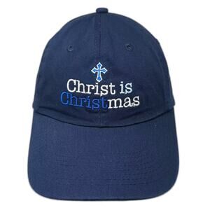 Kerusso Baseball Cap Blue White OS Christ is Christmas Cross Embroidered Hat